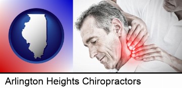 male chiropractor massaging the neck of a patient in Arlington Heights, IL