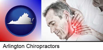 male chiropractor massaging the neck of a patient in Arlington, VA