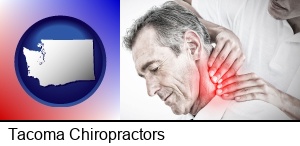 Tacoma, Washington - male chiropractor massaging the neck of a patient