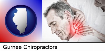 male chiropractor massaging the neck of a patient in Gurnee, IL