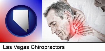 male chiropractor massaging the neck of a patient in Las Vegas, NV